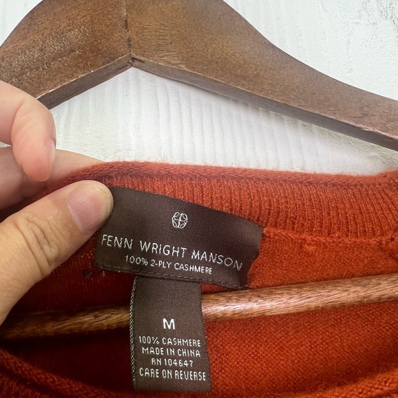 Fenn Wright - Burnt Orange Long Sleeve Zip Pocket 100 Percent Cashmere Sweater M - Picture 8 of 11